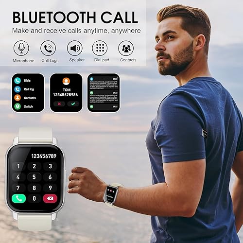 Vista 2 de Reloj inteligente para hombres y mujeres con recordatorio Bluetooth de llamadas/mensajes, reloj inteligente de pantalla de 1.85 pulgadas, reloj