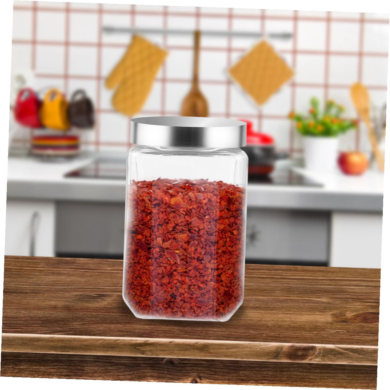Gadpiparty Barattolo Ermetico Riciclabile e Resistente da 1500ml in Vetro Coperchio in Acciaio Inox, Contenitore Multifunzionale per Conservazione Alimenti Quotidiana