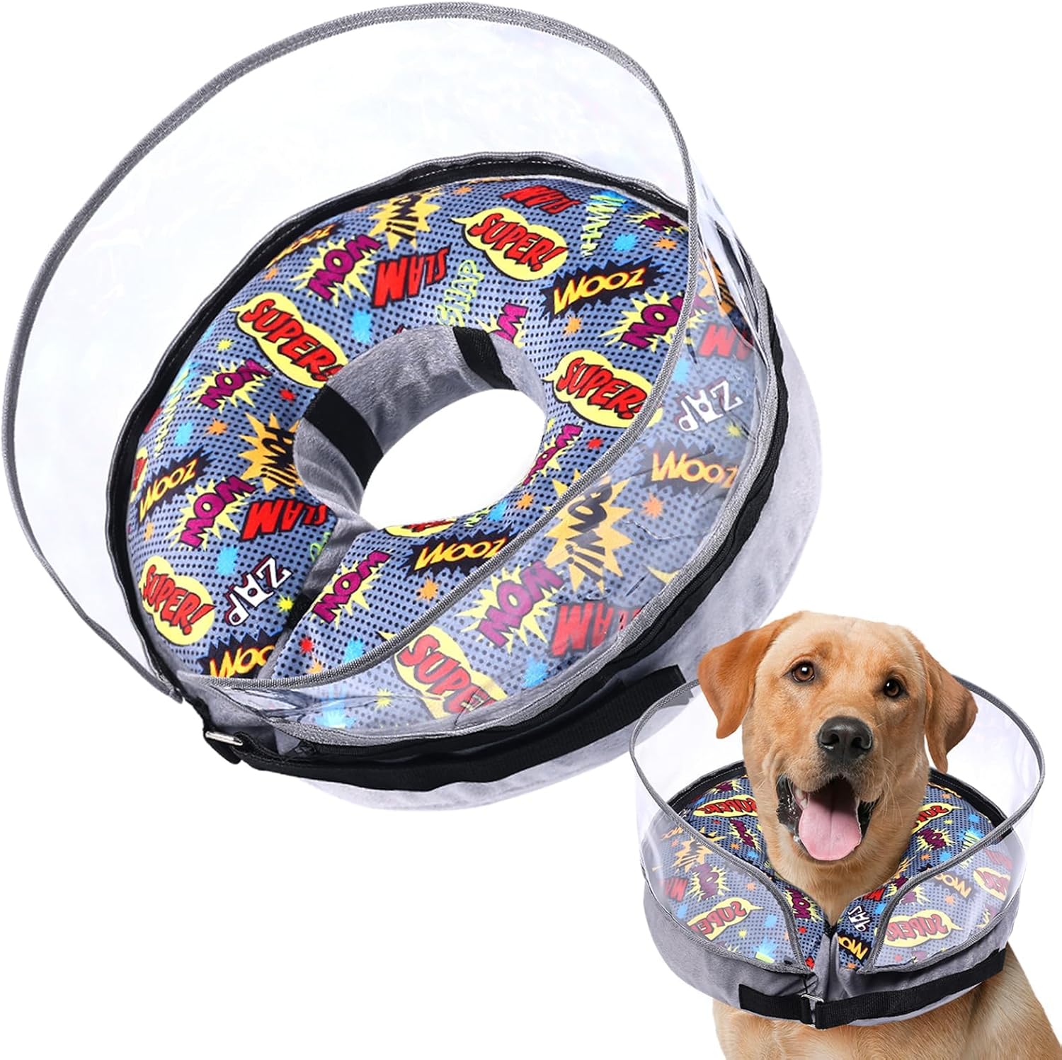 Soft Inflatable Dog Cone Collar for Large Medium Small Size Dogs, Cone