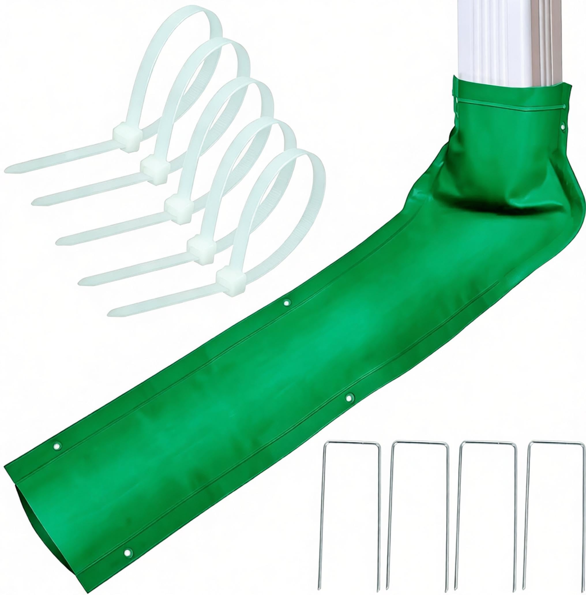 Rallonge de bec de descente flexible verte 28x122 cm pour inverseur de pluie