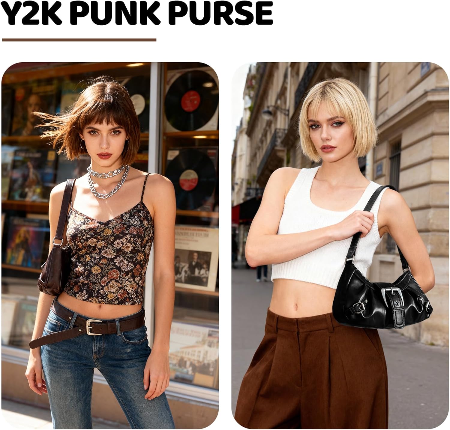 Shoulder Bag for Women, Small Punk Y2K Purse with Detachable Strap - Top Handle Underarm Clutch Y2K Bag - Image 6