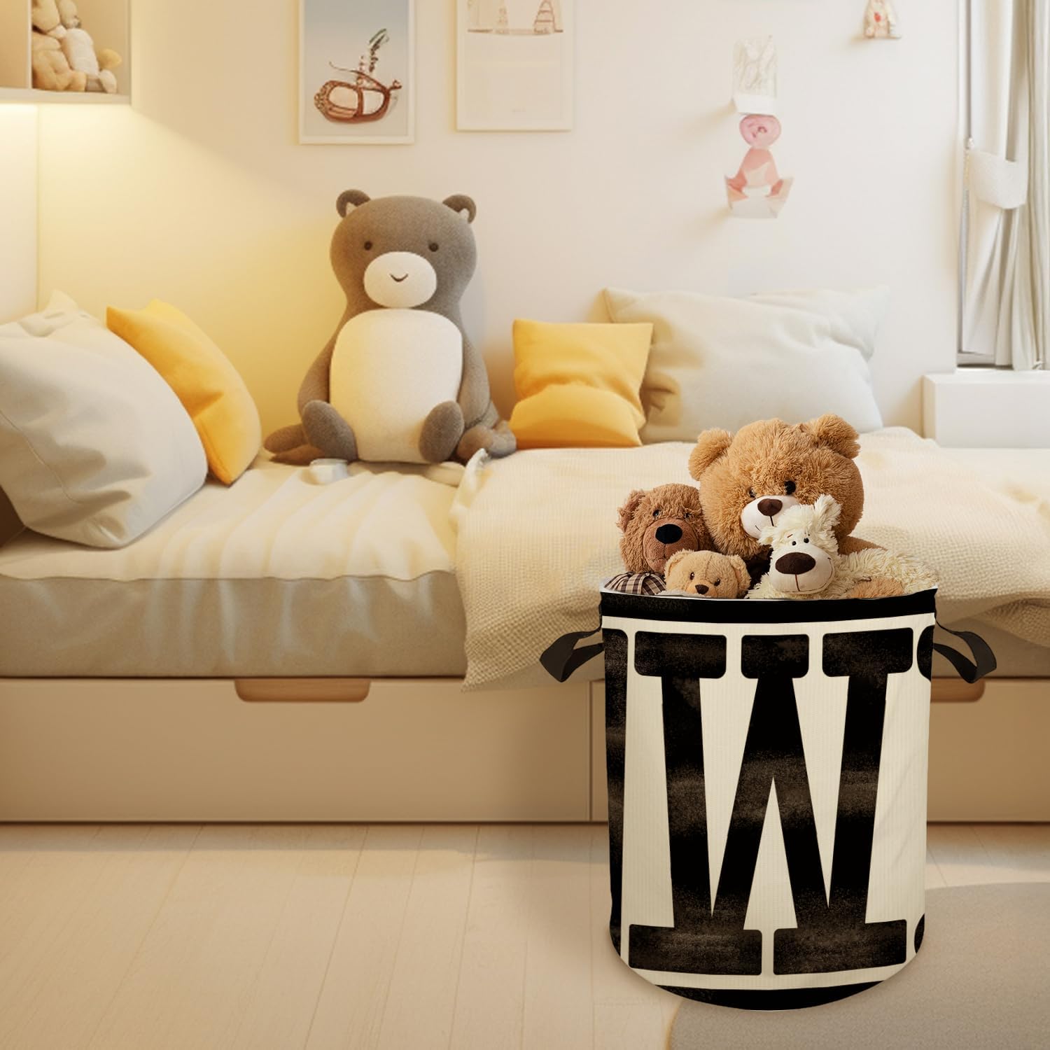 Vintage Western Laundry Basket, Black and Beige Retro Western Laundry Basket Hamper Waterproof Collapsible Clothes Toys Storage Bin for Bedroom Bathroom Kids Room, Toybox for Girls Boys