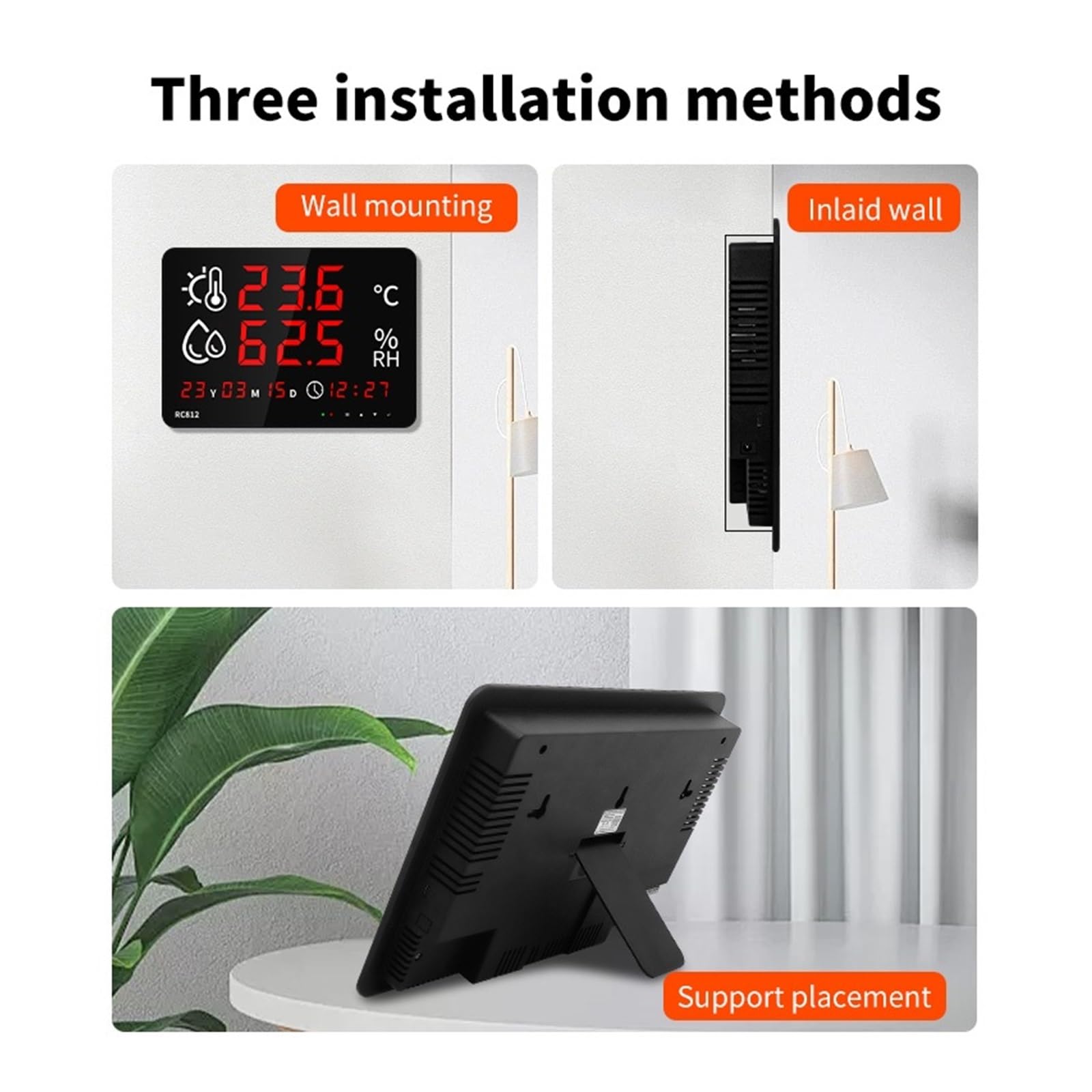 Termometro Per Piscina Termometro Digitale Multifunzione For Ufficio Domestico, Dispositivo Elettronico Di Visualizzazione Della Temperatura E Del'umidità, Orologio LED, Scrivania Elettronica Facile D