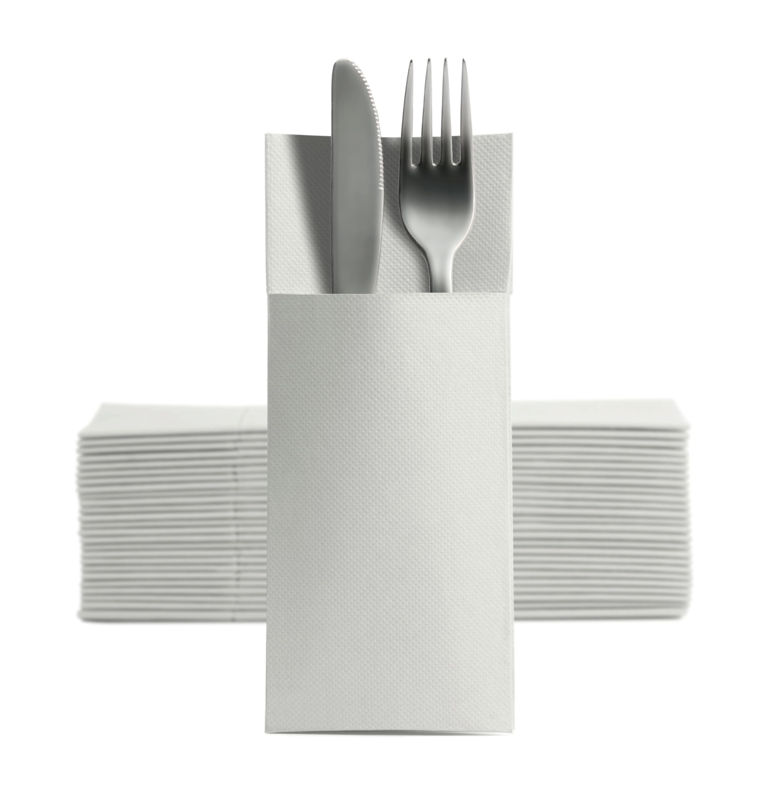 Aroba 1250 Soft Point - Servilletas para cubiertos (material suave, volumen y estructura, servilletas plegadas con ranura, 32 x 38 cm, pliegue 1/8, funda para cubiertos, buena calidad), color blanco