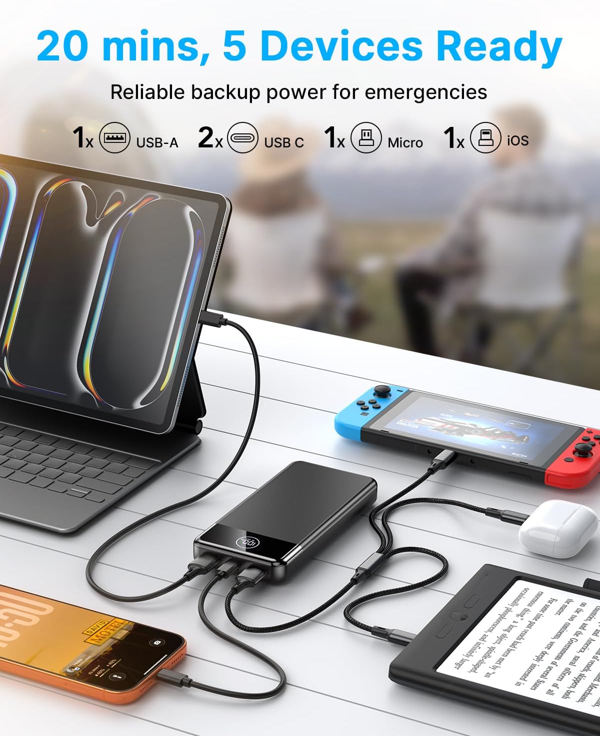 Power Bank Fast Charging 26800mAh，Portable Charger Battery Pack, Black (N5) thumbnail 3