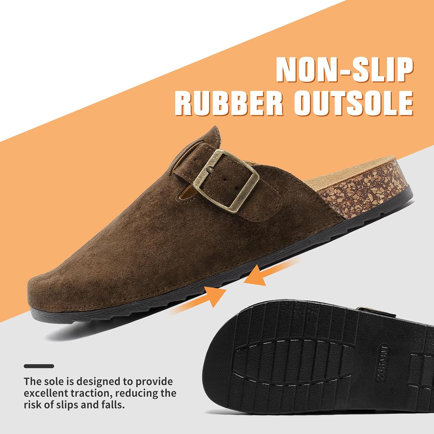 Suede Clogs for Women & Men Cork Footbed Leather Mules Potato Shoes image 4