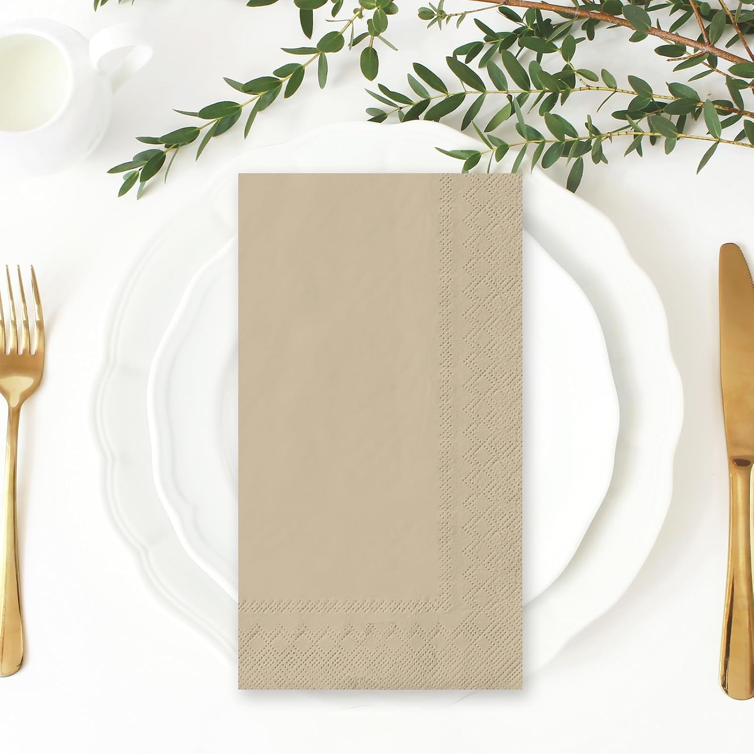 120 Pcs Sage Green Guest Napkin Nude Sage Green Color Disposable — view 5