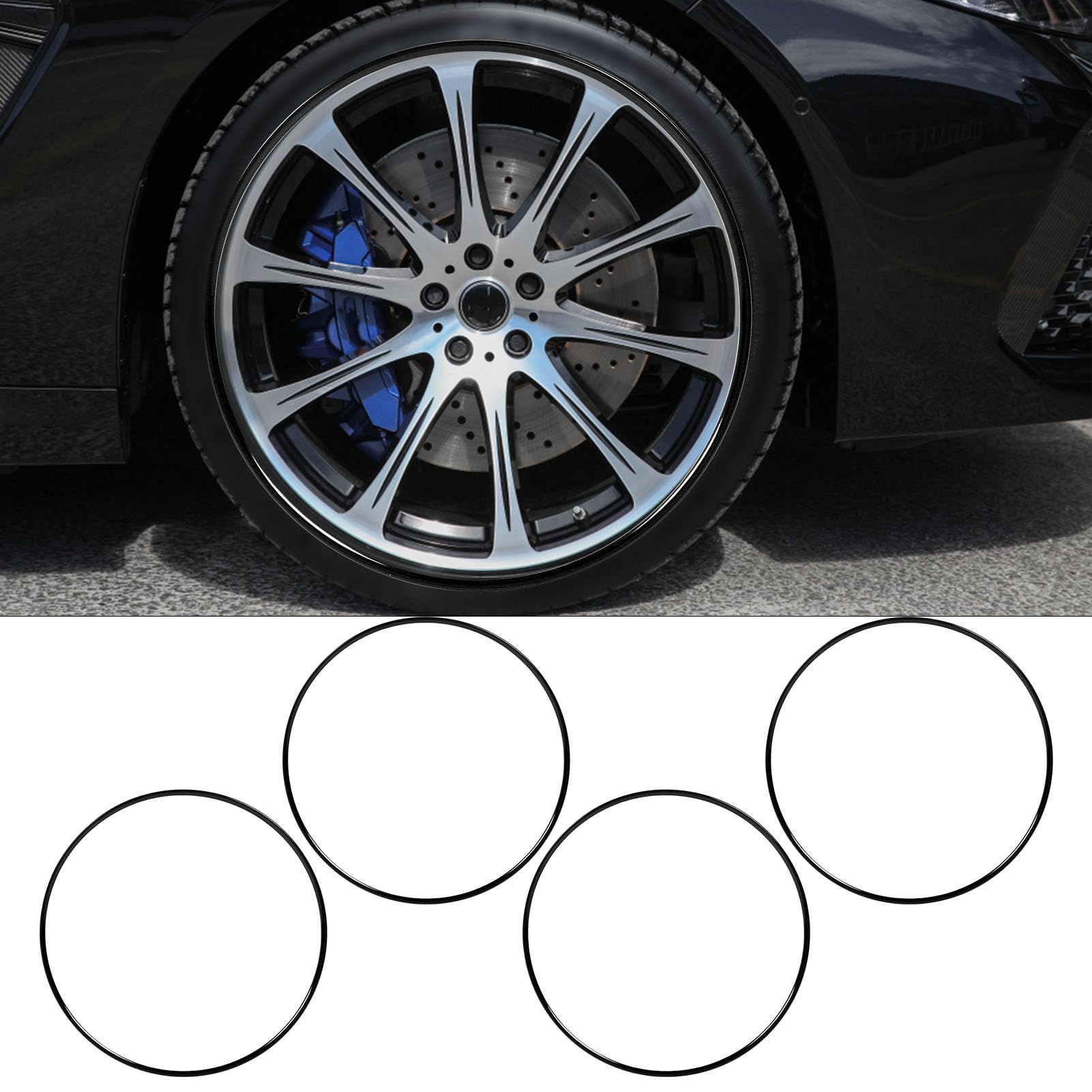 Naroote Protecteur de Roues de Jante, 18 Pouces R18 Durabilité élevée de Protection Universelle Facile à Installer la Garde du Bord du Bord de la Roue de Voiture pour l'automobile (Black)