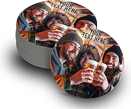 Personalised Beer Mats Coasters Bar Drinks Home Pub Accessories Gifts Man Cave - Add Own Photo and Text (Round Set of 24)