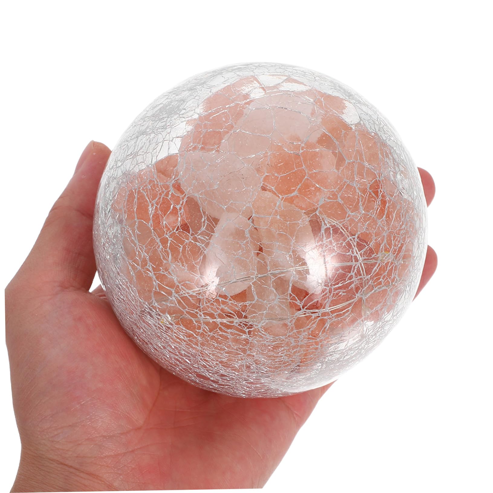 Lampe de Sel Cristal Himalaya Élégante Lumière Délicate à Piles, Forme Créative en Verre, pour Ambiance Salon ou Veilleuse de Nuit
