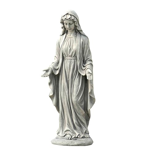 Miniatura 1 de Estatua de la Virgen María Gris Montada Estatua de jardín para todas las estaciones Escultura religiosa al aire libre Óxido de Magnesio