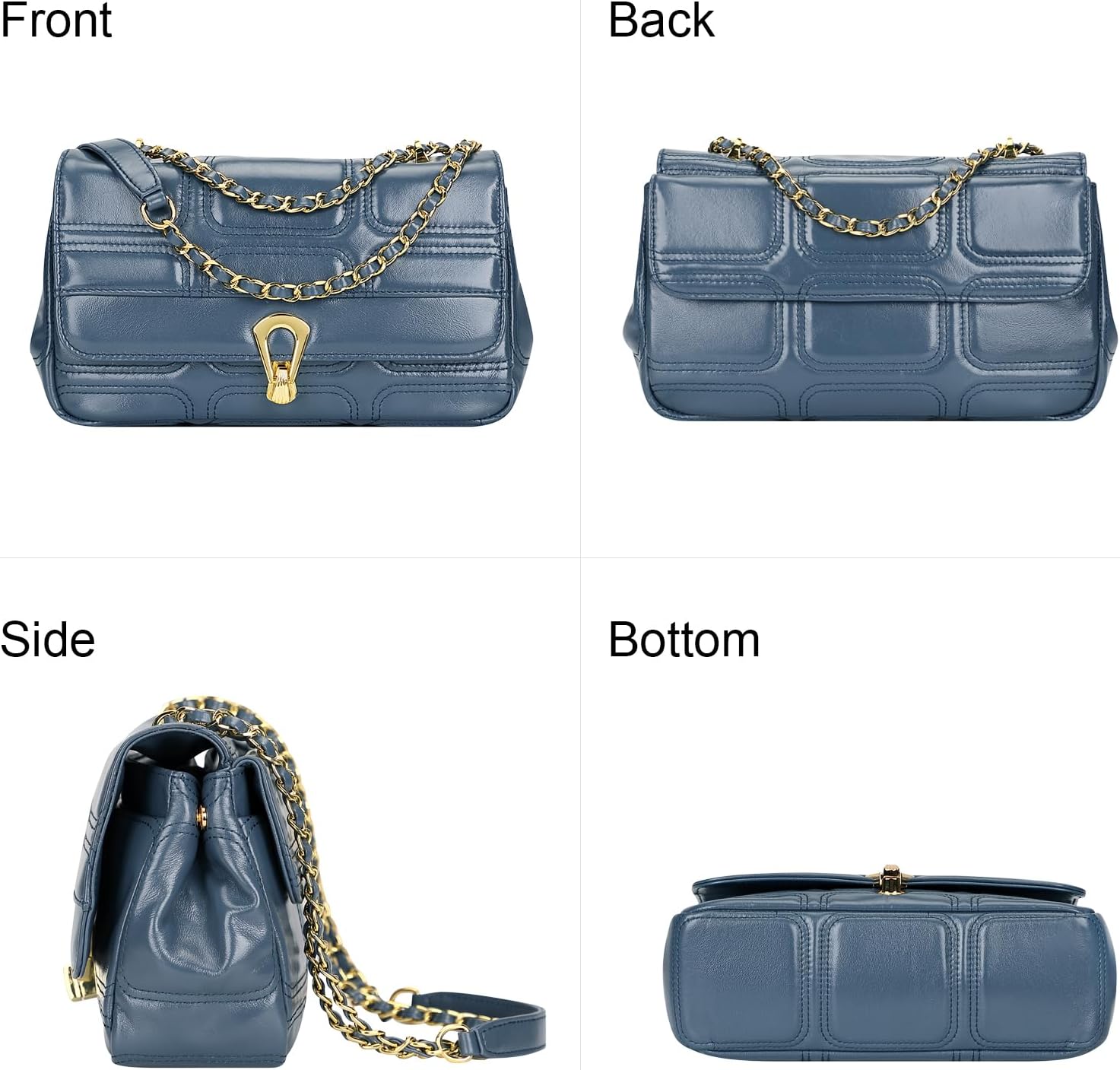 Over Earth Quilted Leather Handbag for Women Chain Crossbody Purse Trendy Shoulder Bags