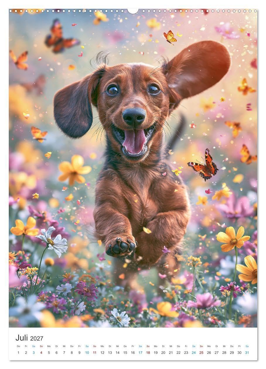 Ein Jahr voller Dackelliebe (hochwertiger Premium Wandkalender 2027 DIN A2 hoch), Kunstdruck in Hochglanz: Emotionale Motive, helle Farben und die ... für jeden Dackelliebhaber. (CALVENDO Tiere)