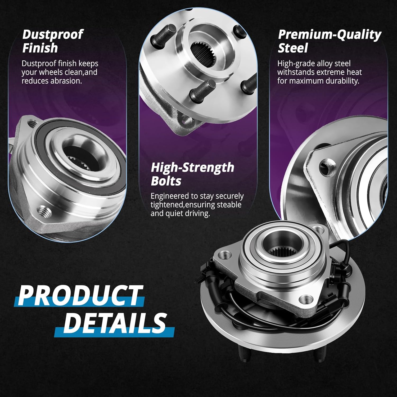 Wheel Hub Assembly Front Replacement for 2009 2010 2011 Ram 1500, Wheel Bearing 515126 2PC