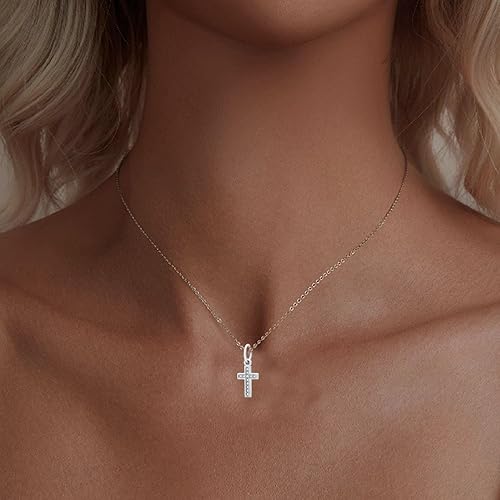 Miniatura 4 de Dije de cruz con circonita blanca 925 de plata de ley cristiana colgante mantener la fe encantos para pulsera Pandora, Plata esterlina, Circonita