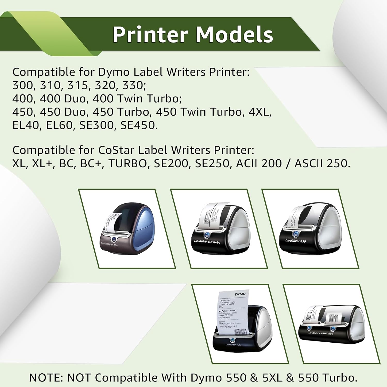 Cruxer Continuous Receipt Roll Paper Compatible for Dymo 30270 A30270 2-1/4" x 249ft (57mm x 76m) Non-Adhesive White Thermal for Label Writer 300 310 320 330 400 Duo 450 Twin Turbo Printer, 1 Roll - Image 5