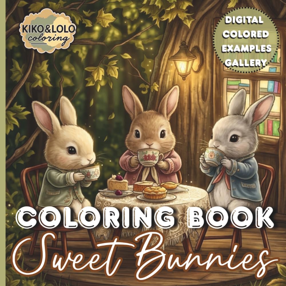 Sweet Bunnies Coloring Book: Forest Cottagecore for Adults – Cozy Moments with Cute Animals