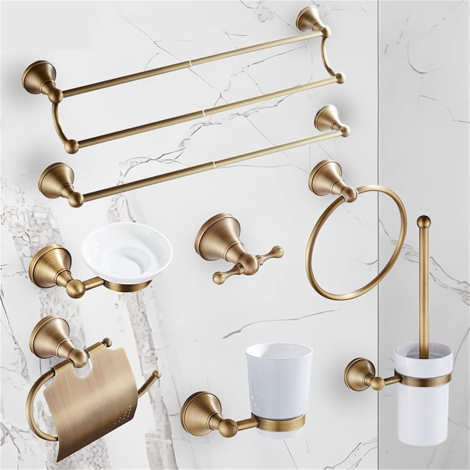 Antique Brass Plated Wall-Mounted Towel Rack Bathroom Hardware Pendant Set Paper Holder Coat Hook Toilet ELA68A(Robe Hook)