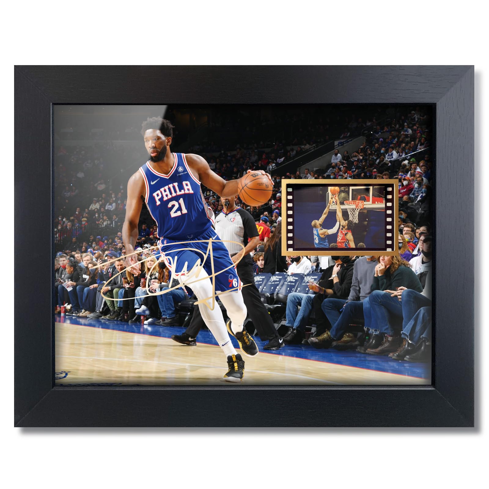 sufenvera Sports Fans Poster - Print Signed Joel Embiid Framed Mini Film Photo Display,Gifts for Basketball Fans 8x6 Inches