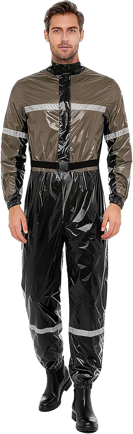 Linjinx Mens Water-resistant Work Jumpsuit Stand Collar Front Zipper Coveralls Work Utility Overall Paint Suit
