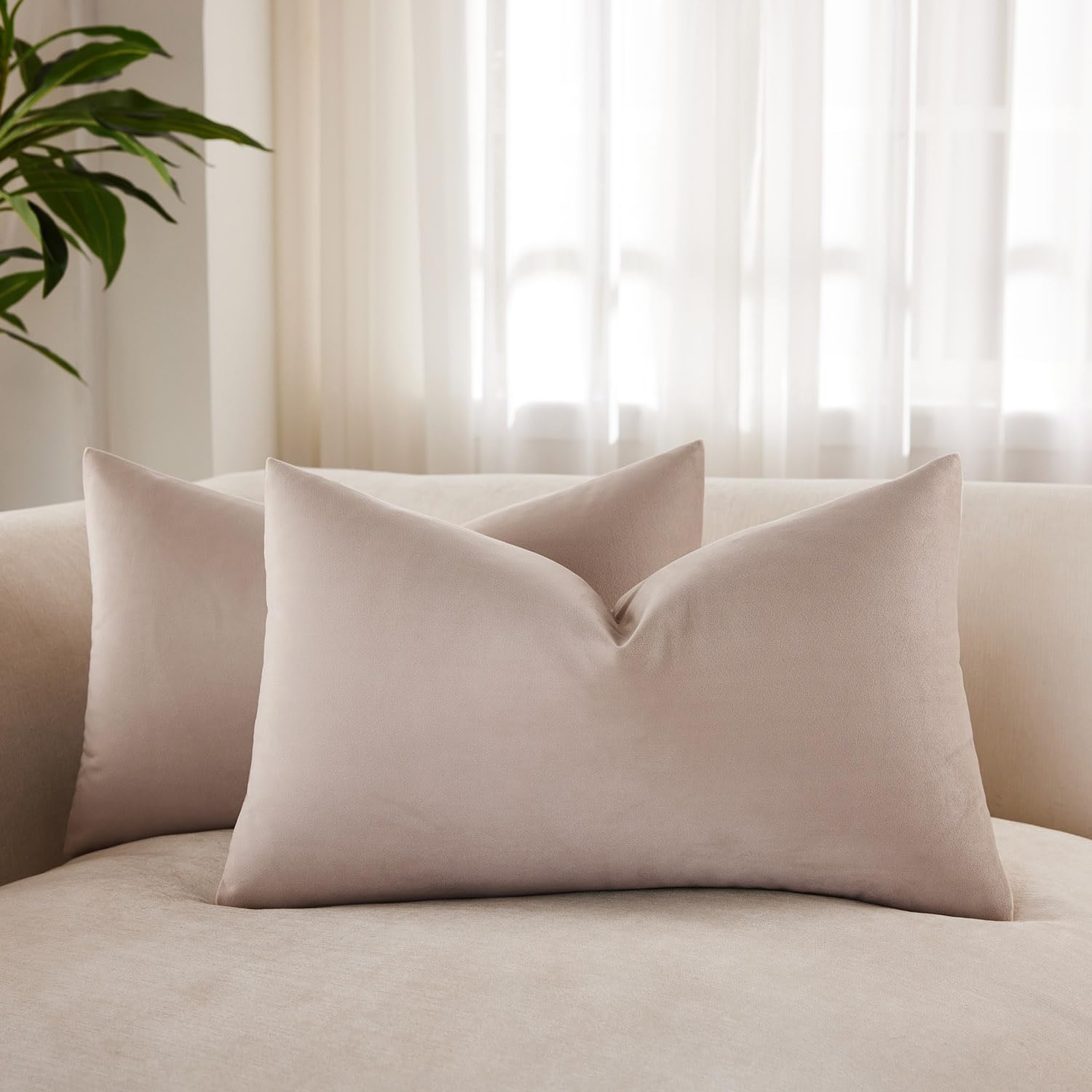 JUSPURBET 14x24 Velvet Decorative Throw Pillow Covers Set of 2,Champagne