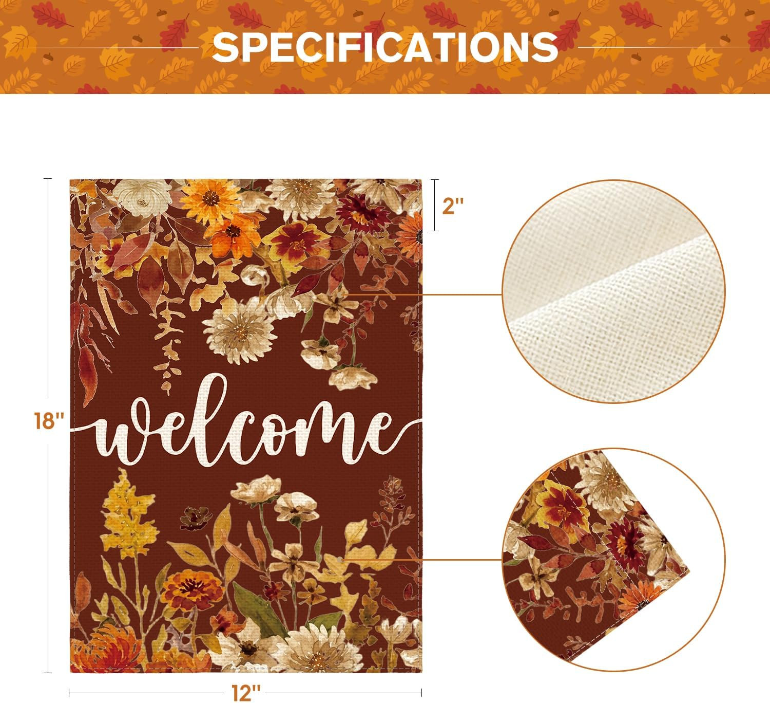 AVOIN colorlife Welcome Floral Fall Garden Flag 12x18 Inch for Outside