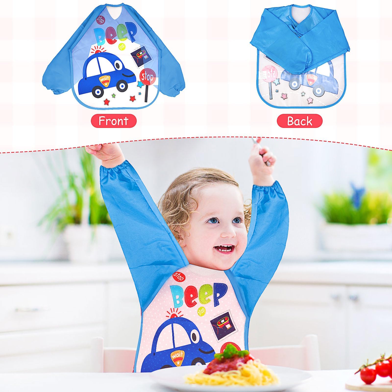 Confezione da 12 grembiuli artistici per bambini per asilo, piccoli grembiuli impermeabili per bambini, per dipingere i bambini, bavaglini lavabili per mangiare da 1 a 4 anni, per aule