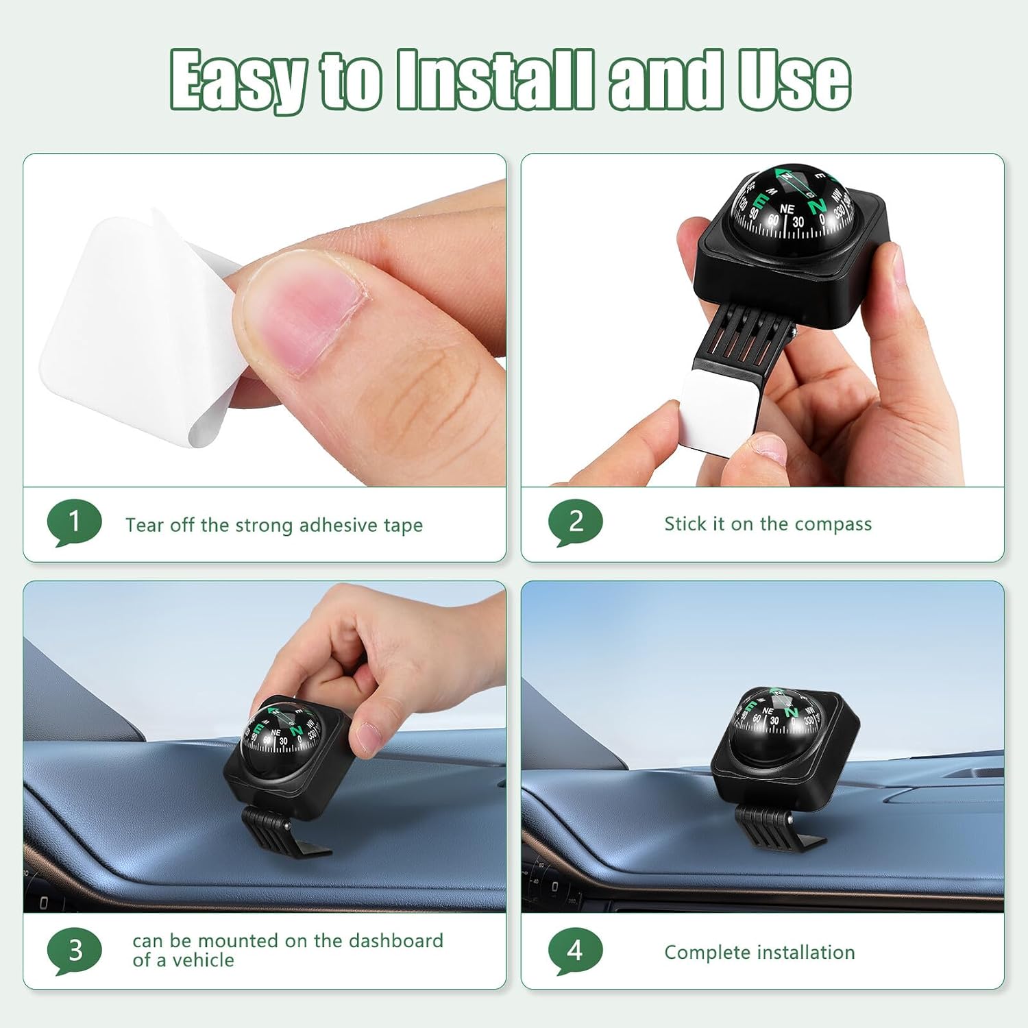 Car Compass Ball Dashboard Automotive Compass Decoration for Car Boat Truck Display for Outdoor Navigation