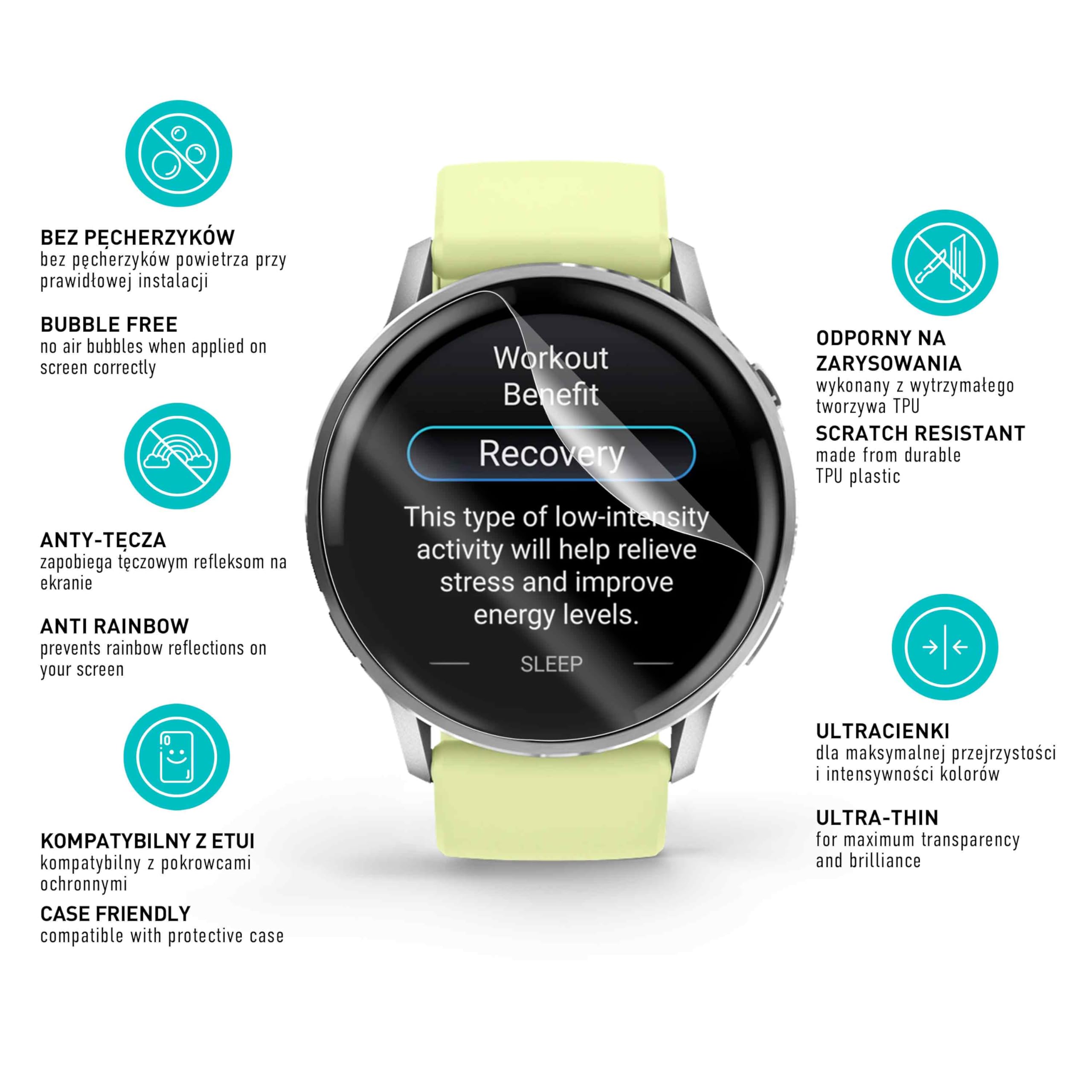 smartect TPU Ochraniacz Ekranu 3 Sztuki dla Garmin Venu 4 45 mm | Folia Ochronna Anti-Zarysowania, Ultra-przezroczysta, Bez Pęcherzyków, Anti-Odciski Palców, Przyjazna dla Etui
