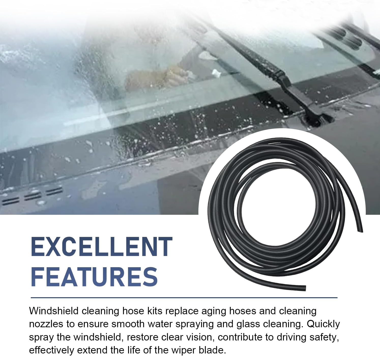30 PCS Windscreen Washer Hose Kit, 13.1Ft Washer Fluid Hose with T-type Y-type I-type Hose Connector, Wiper Jet Connection Hose Assembly, Universal for Most Cars, Trucks, SUVs (Black)
