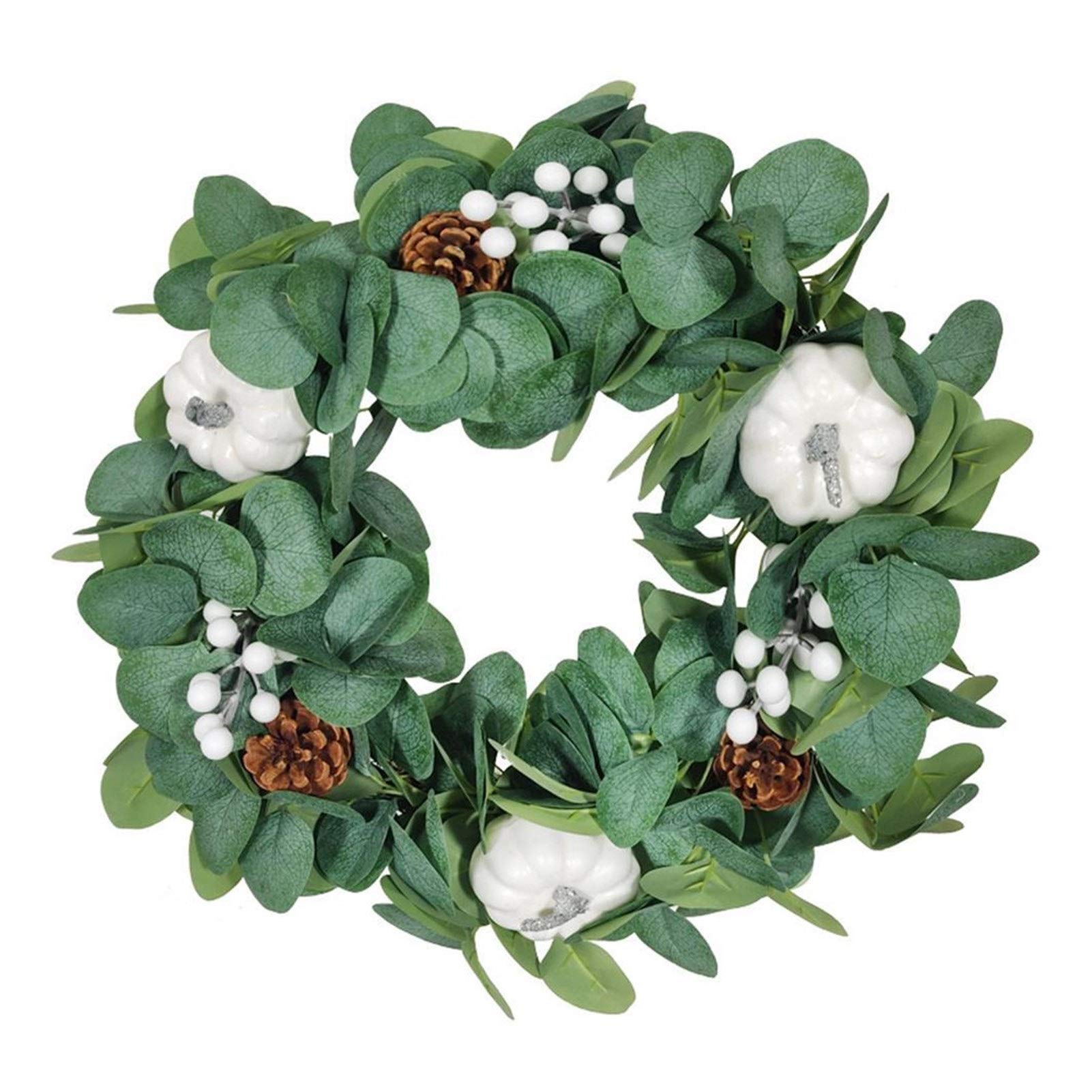 Guirlande de Noël durable couronne eucalyptus et citrouille sans entretien