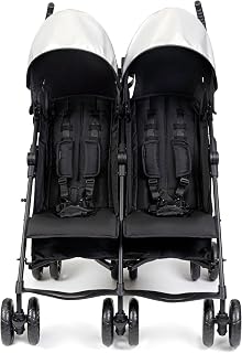 Summer 3Dlite Lightweight Side-by-Side Double Stroller - Under 22 lbs, 50 lb Seats, 5-Point Harness, Black