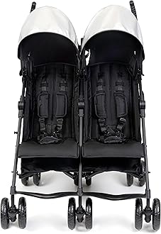 Summer Infant 3Dlite Folding Lightweight Side by Side Double Stroller with 5-Point Safety Harness for Infants and Toddlers, Black