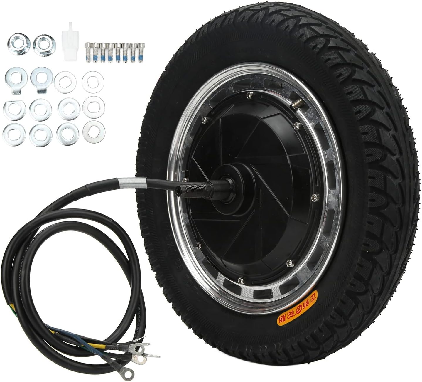 VINGVO Electric Scooter Motor, Electric Scooter Hub Motor 12in 48V‑96V 800W‑6500W Wheel Hub Motor Assembly with Inner Outer Tire Drive Motor Kit for Electric Motorcycle Off Road Vehicle