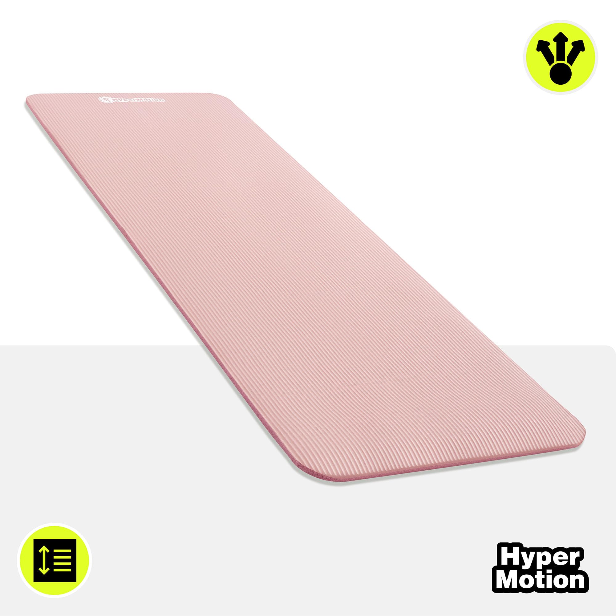 HyperMotion Tapis de Yoga NBR 183x61 cm (Épaisseur 0,8 cm et 1,5 cm) Antidérapant, avec Sangle de Transport et d’Étirement, Tapis Fitness pour Pilates et Relaxation