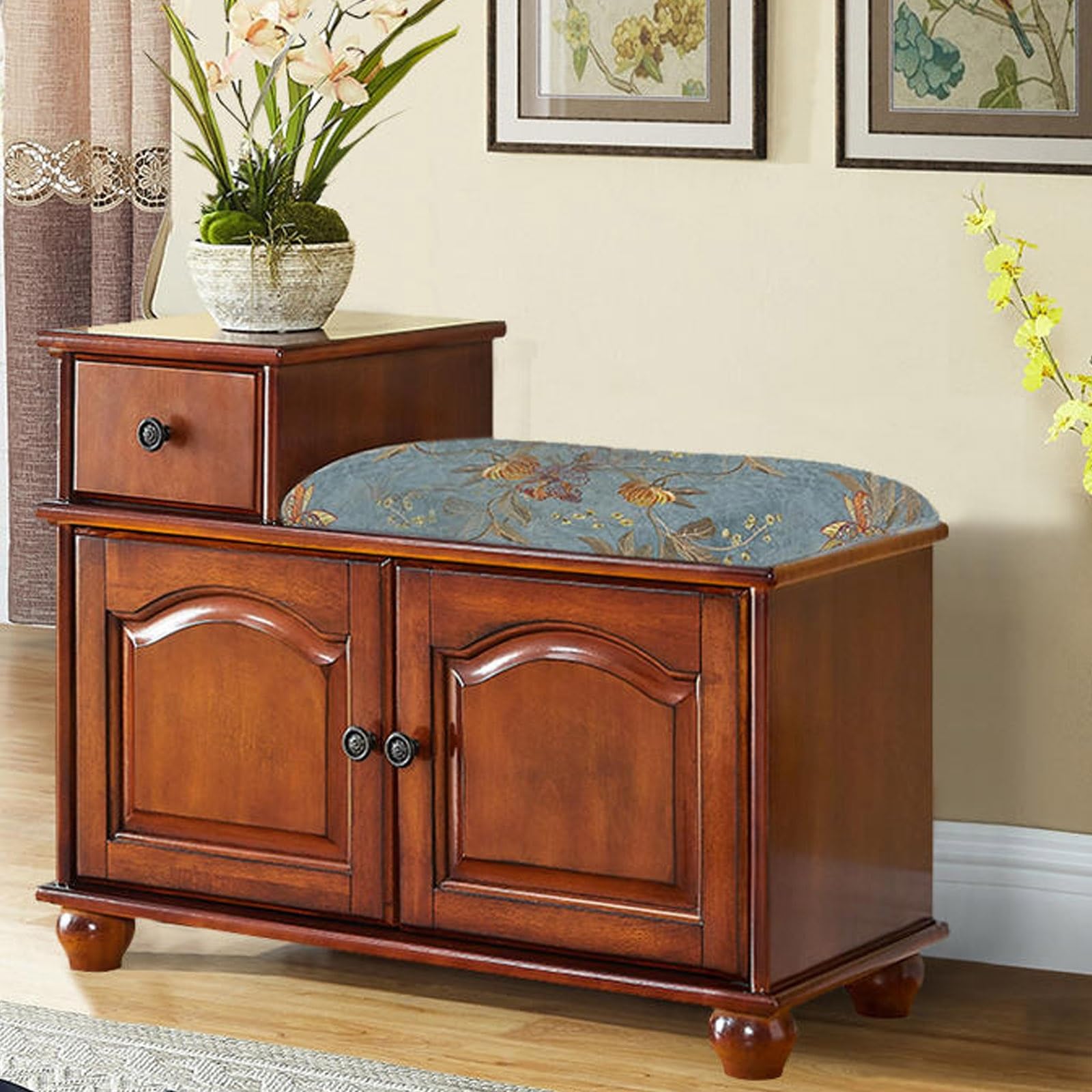 Banco Zapatero con Asiento con Cajón Hecho de Madera Maciza Almacenamiento Oculto para Entrada, Pasillo, Baño(80 * 35 * 60cm)