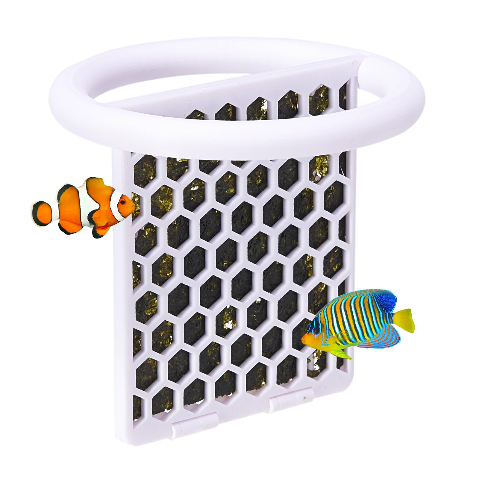 Boxili Floating Seaweed Feeder, Aquarium Nori Feeding Rack, 3D Printed Seaweed Clip for Tangs, Angelfish, Aquatic Pets (White)