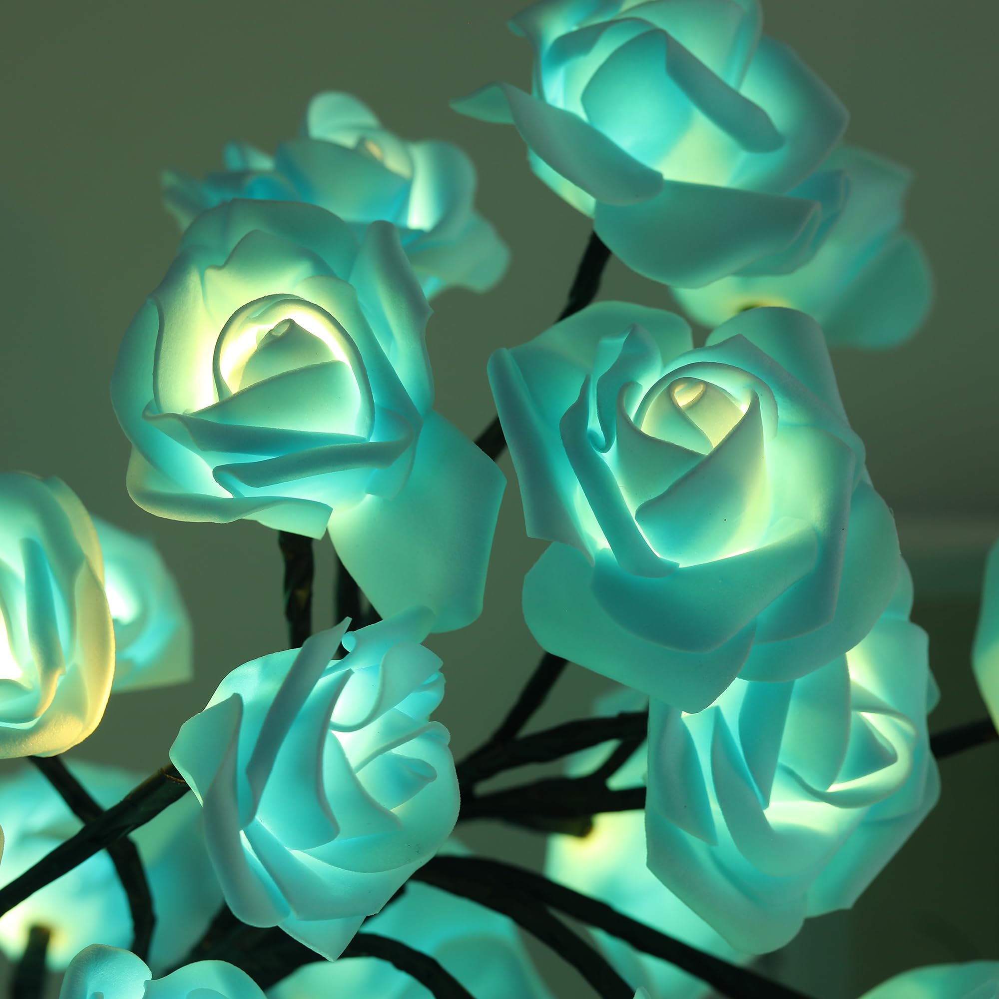 Drawelry Rose Flower Tree Lamp - Purple LED Artificial Bonsai Night Light, USB/Battery Powered - View #2