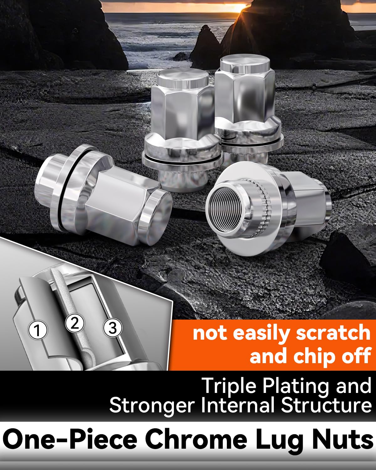 20PCS 14x1.5 Lug Nuts, M14x1.5 OEM Factory Mag Washer Style Chrome