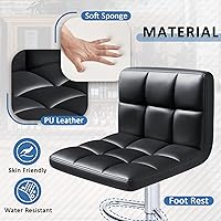 Vista 4 de Homall - Taburetes de bar modernos de cuero PU ajustable con giro, taburetes de bar sin brazos, taburete de bar hidráulico de cocina de altura
