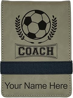 Mini bloc de notas, entrenador de fútbol, grabado personalizado incluido (marrón claro)