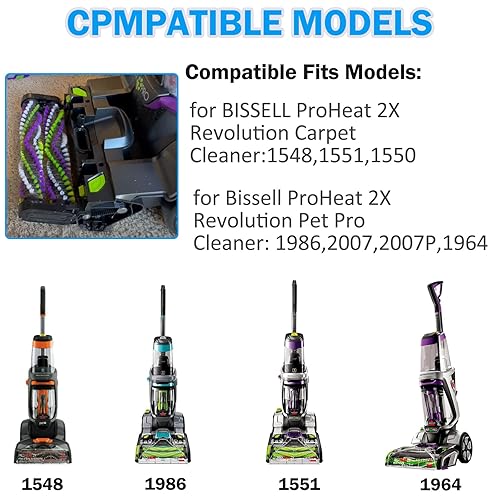 Miniatura 4 de Paquete de 2 correas de repuesto para aspiradora Bissell ProHeat 2X Revolution para limpiador de alfombras de mascotas, piezas de correas de