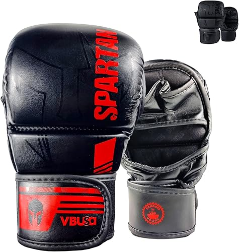 Victorbudo USA Guantes MMA Sparring Grappling, Hybrid Open Palm Heavy Bag Guantes Hombres Mujeres, Maya Hide Leather Wrist Support, Cage Fighting