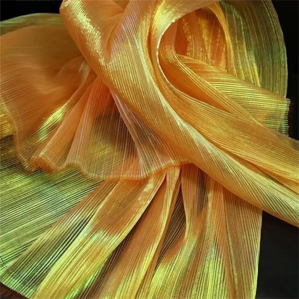 Cinta iridiscente con volantes, Tela de gasa encaje iridiscente organza textura sirena plisada azul 100x150cm(Gradient En8)