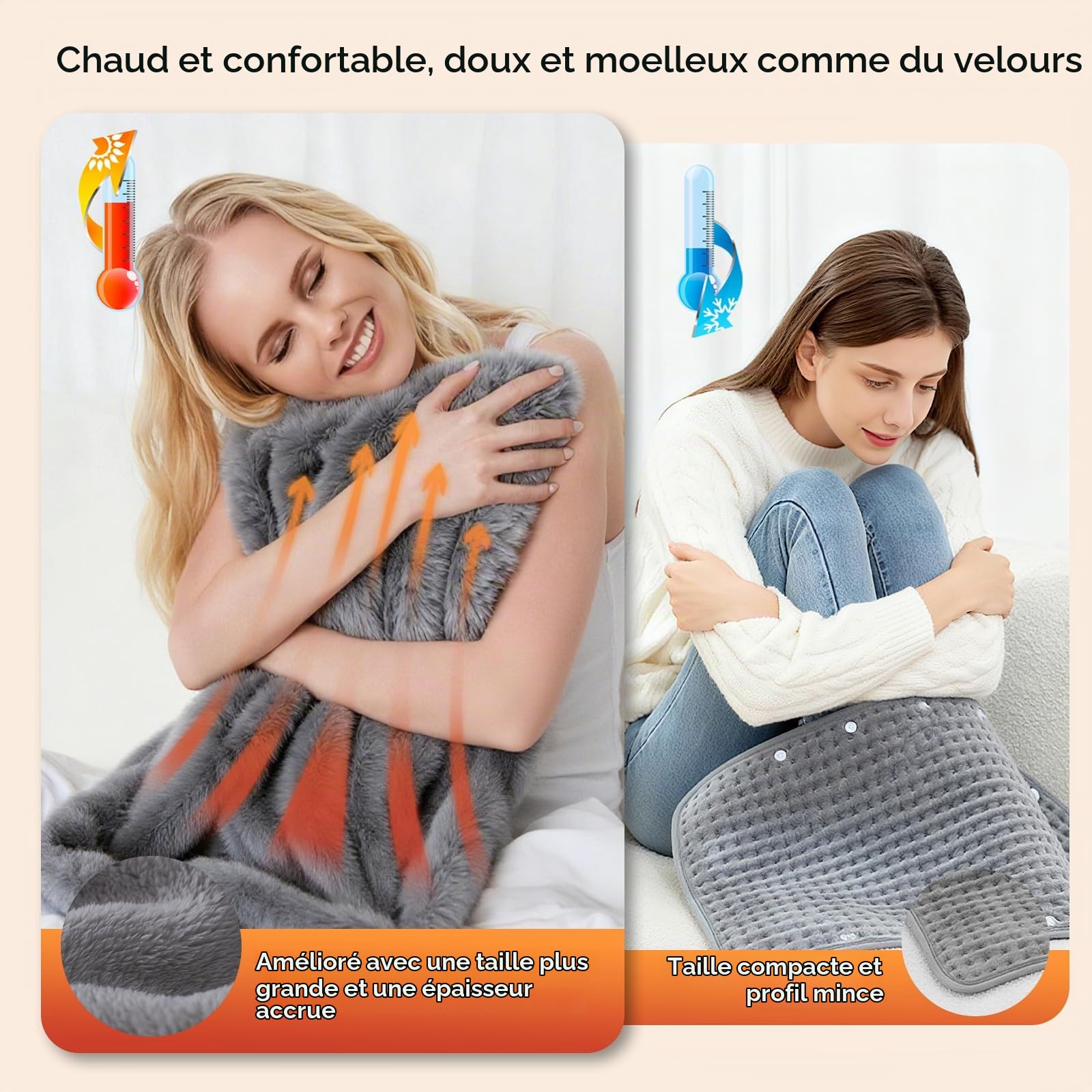 Coussin Chauffant Electrique,Couverture Chauffante Arrêt Automatique 40*76