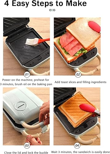 Miniatura 6 de Máquina de gofres individual 6 en 1, plancha para hacer gofres para la familia, máquina de gofres de 650 W con platos de cocción antiadherentes