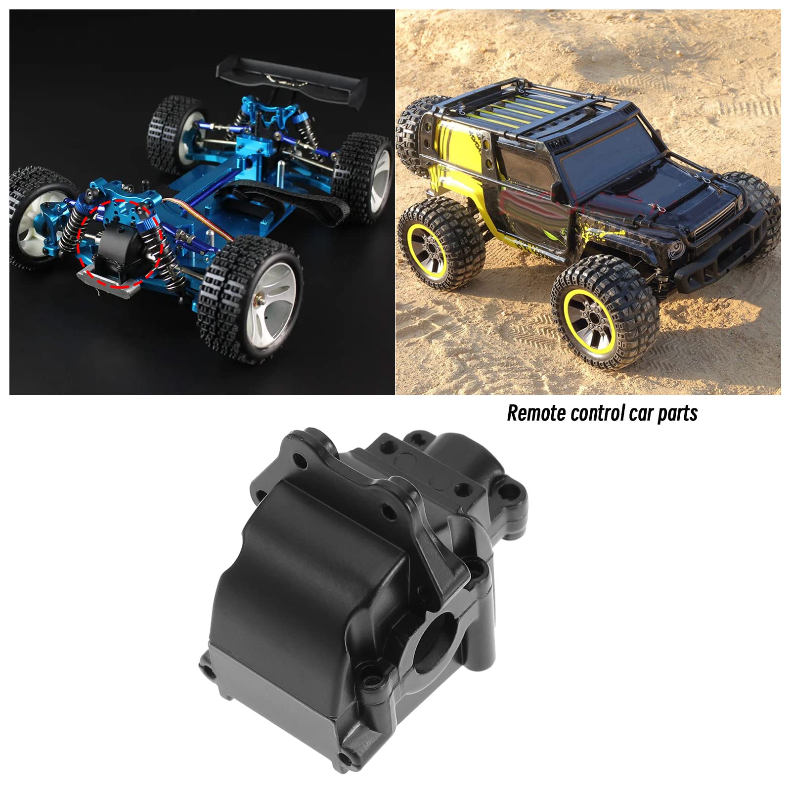 SG Store RC Gearbox Cover Compatible with WLtoys 144001 RC Car Aluminum Alloy Gearbox Upper Lower Cover Shell Housing with Mounting Screws Black - Image 2