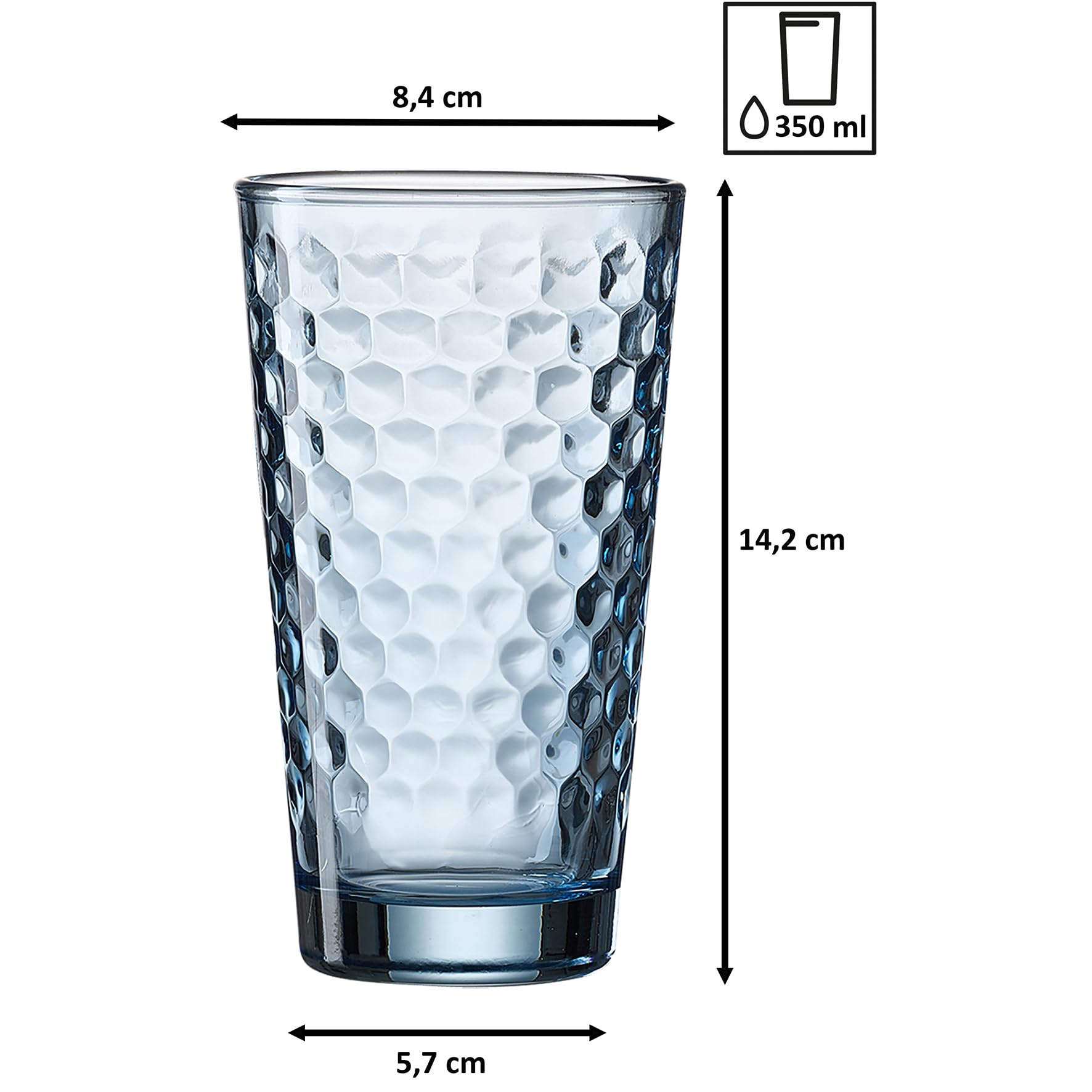 Ritzenhoff & Breker Set di bicchieri da long drink Favo, 6 pezzi, blu, vetro