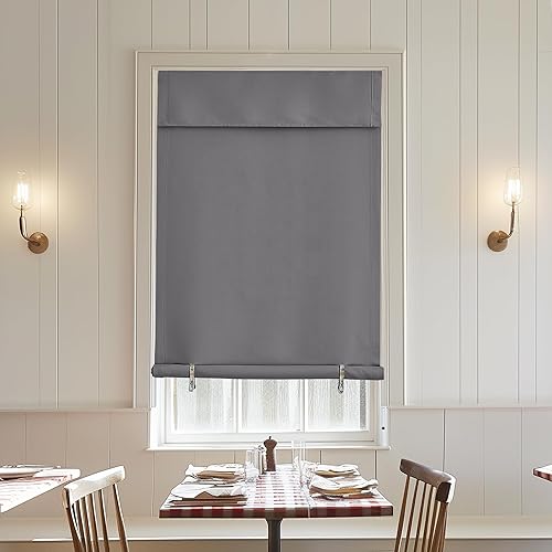 Vista 65 de NICETOWN Cortinas opacas cortas negras para puerta francesa, puerta lateral, cortinas portátiles ajustables con aislamiento térmico para cocina Negro