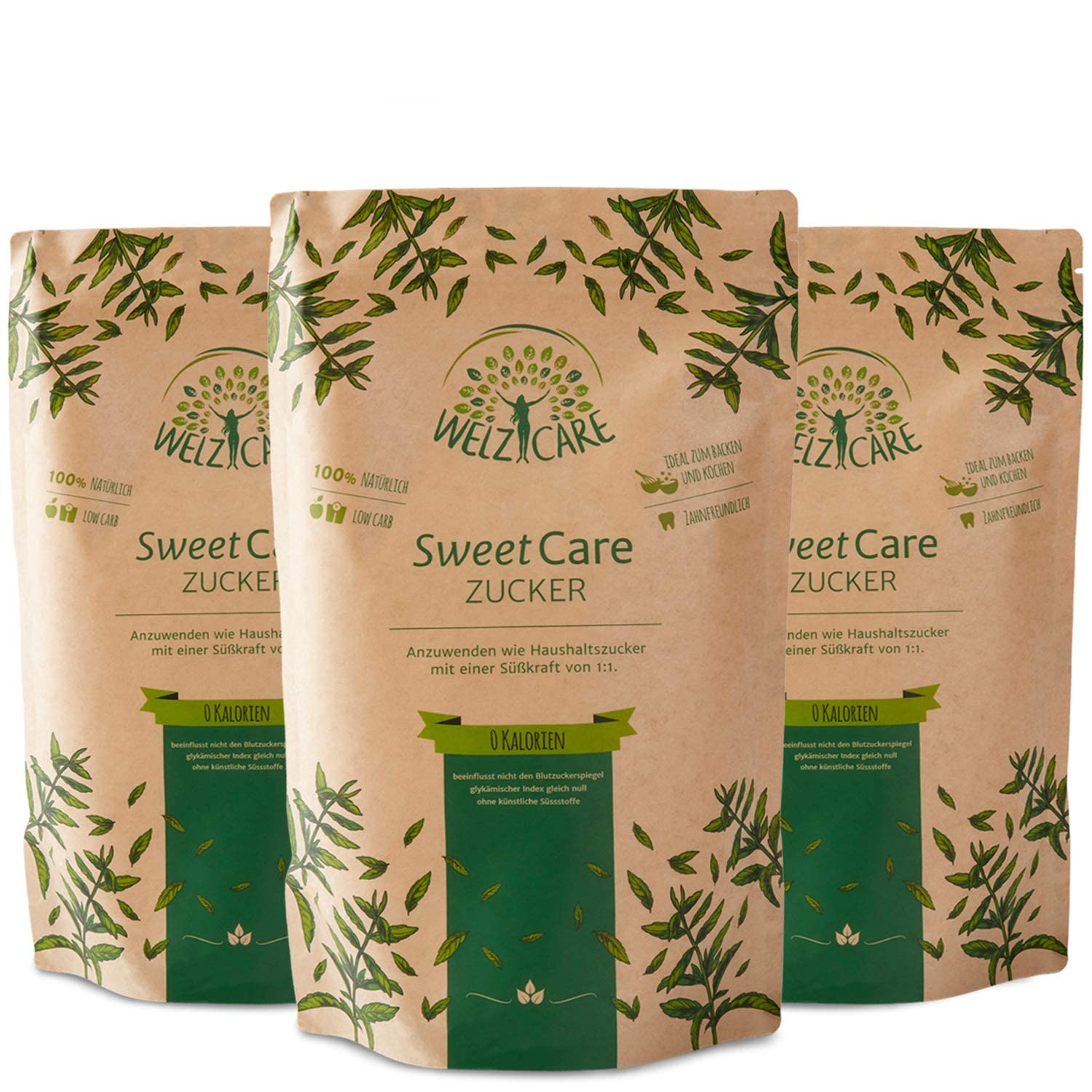 SweetCare zamiast cukru granulowanego - zamiennik cukru - wegański - z erytrytolem i stewią - wyprodukowano w UE - 5 x 1 kg